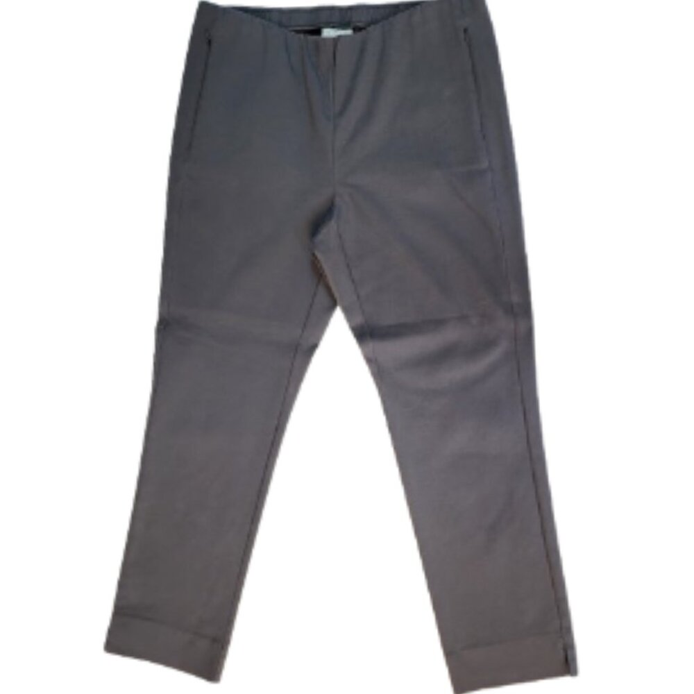 J JILL ESSENTIAL Gray Cotton Stretch Pull-On Dress Pants - Women's 12